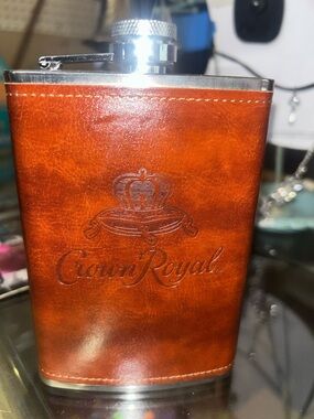 Crown Royal Leather-Wrapped Hip Flask - Brown